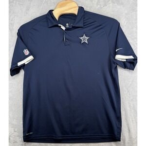 Dallas Cowboys Polo Shirt Nike Dri-Fit On Field Blue Men's Size XL